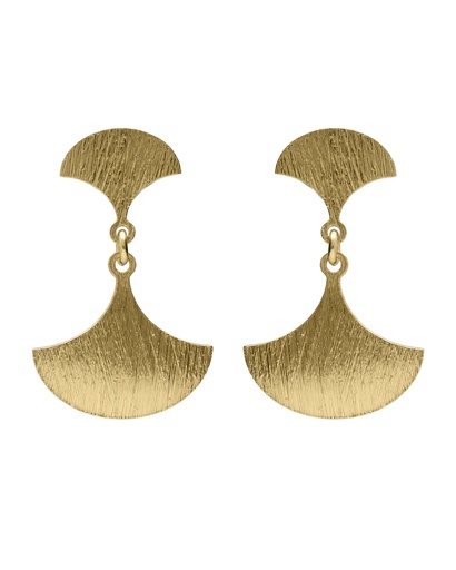 [A5699-DT] Pendientes cortos Azure abanico textura en Plata baño Oro