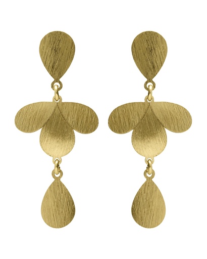 [A5704-DT] Pendientes largos Azure gota textura en Plata baño Oro