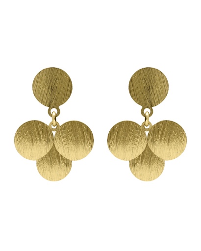 [A5708-DT] Pendientes cortos Azure círculo textura en Plata baño Oro