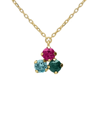 [A5710-MDG] Collar corto Azure con cristal multicolor en Plata baño Oro