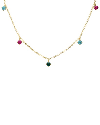 [A5713-MDG] Collar corto Azure con cristal multicolor en Plata baño Oro