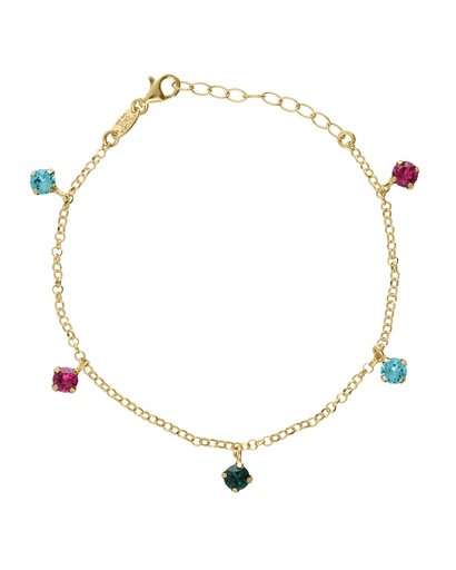 [A5714-MDP] Pulsera Azure con cristal multicolor en Plata baño Oro