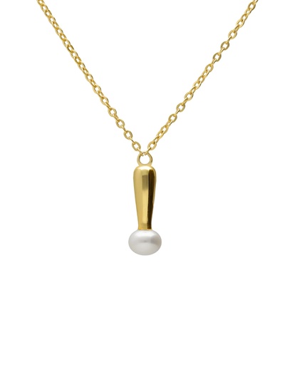 [A5718-90DG] Collar corto Solene gota con perla cultivada en Plata baño Oro