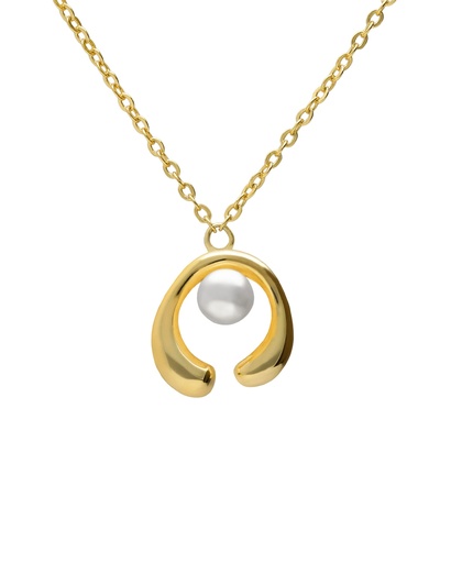 [A5722-90DG] Collar corto Solene con perla cultivada en Plata baño Oro