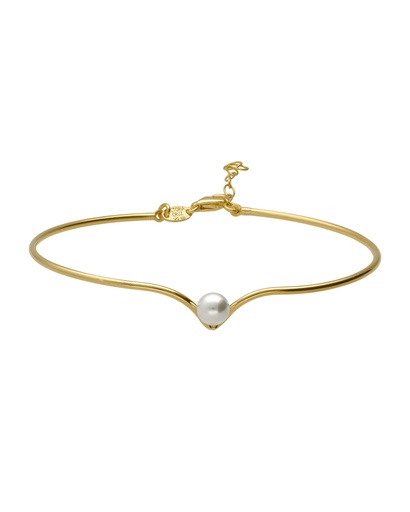 [A5733-00DP] Brazalete Solene con perla en Plata baño Oro