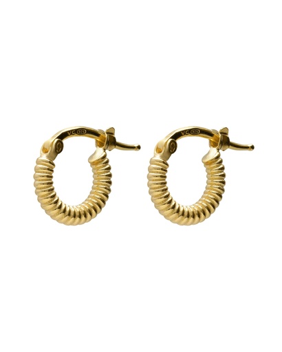 [A5743-DT] Pendientes aro Solene círculo textura en Plata baño Oro