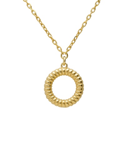 [A5744-DG] Collar corto Solene círculo textura en Plata baño Oro