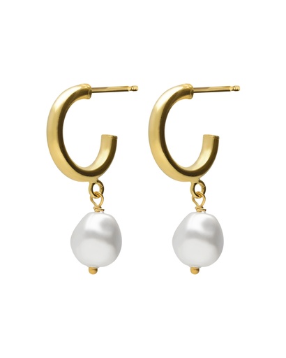 [A5748-00DT] Pendientes aro Solene con perla barroca en Plata baño Oro