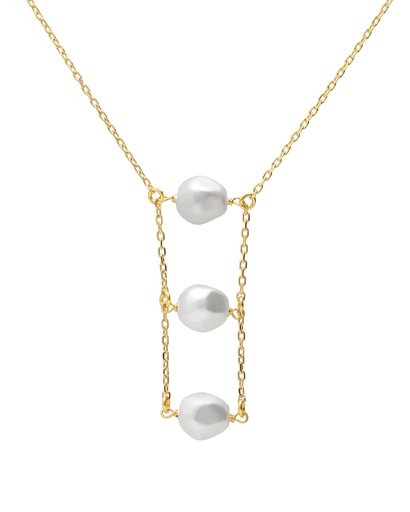 [A5751-00DG] Collar largo Solene con perla barroca en Plata baño Oro