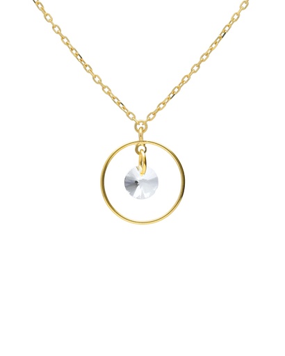Collar corto Muse círculo con cristal blanco en Plata