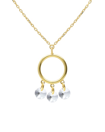 Collar corto Muse círculo con cristal blanco en Plata