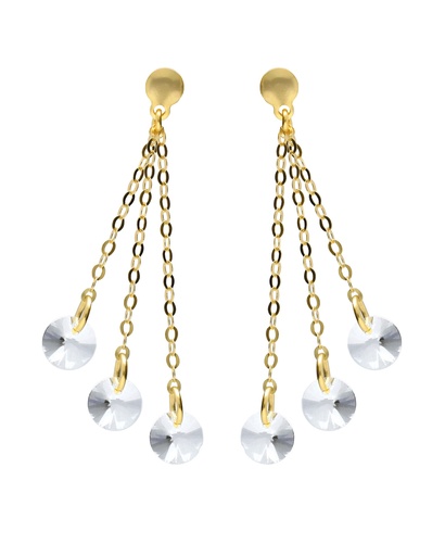 Pendientes largos Muse cadena con cristal blanco en Plata