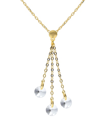 Collar largo Muse círculo con cristal blanco en Plata