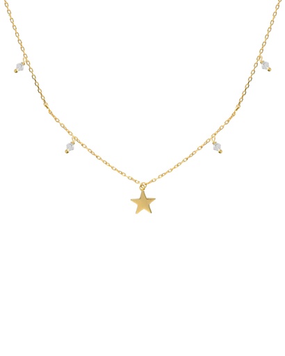 Collar corto Muse estrella con cristal blanco en Plata