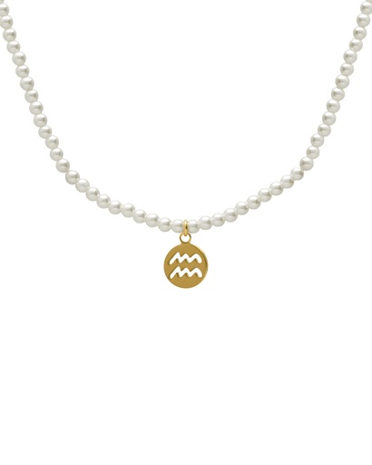 Collar corto Solene horóscopo con perla en Plata baño Oro
