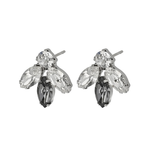 [A4377-71HT] Pendientes cortos marquesa color gris elaborados en plata