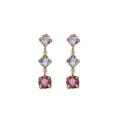 [A4329-MDT] Pendientes largos cristal multicolor en Plata de Velvet