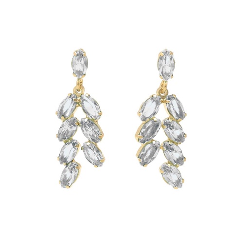 [A4187-26DT] Pendientes largos cristal en Plata baño Oro de Las Estaciones