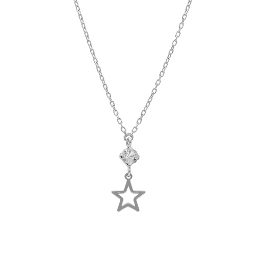 [A4123-07HG] Collar corto estrella cristal blanco en Plata de Vera
