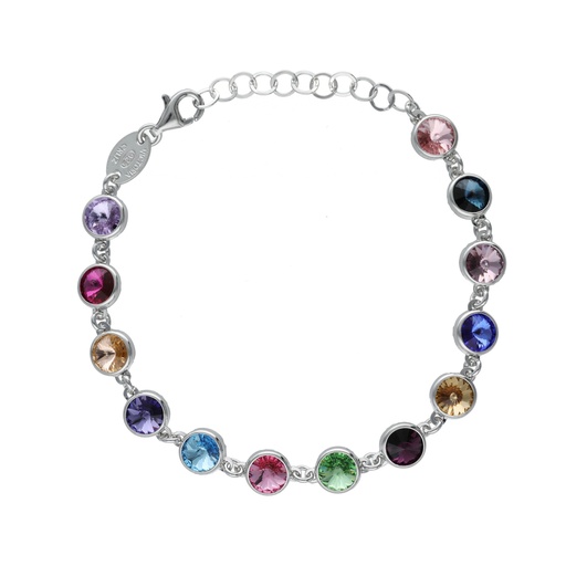 [A3526-MHP] Pulsera círculo cristal en Plata baño rodio de Carmen
