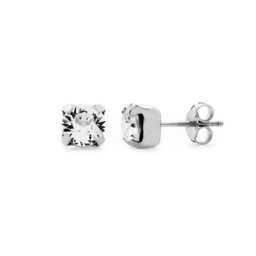 [A3285-07HT] Pendientes botón círculo cristal en Plata baño rodio de Celine