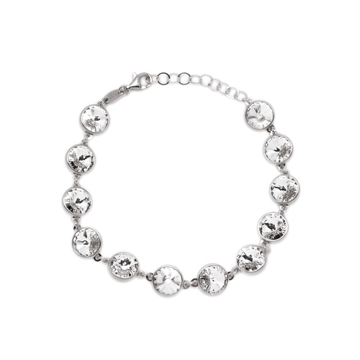 [A3022-07HP] Pulsera círculo cristal en Plata baño rodio de Basic